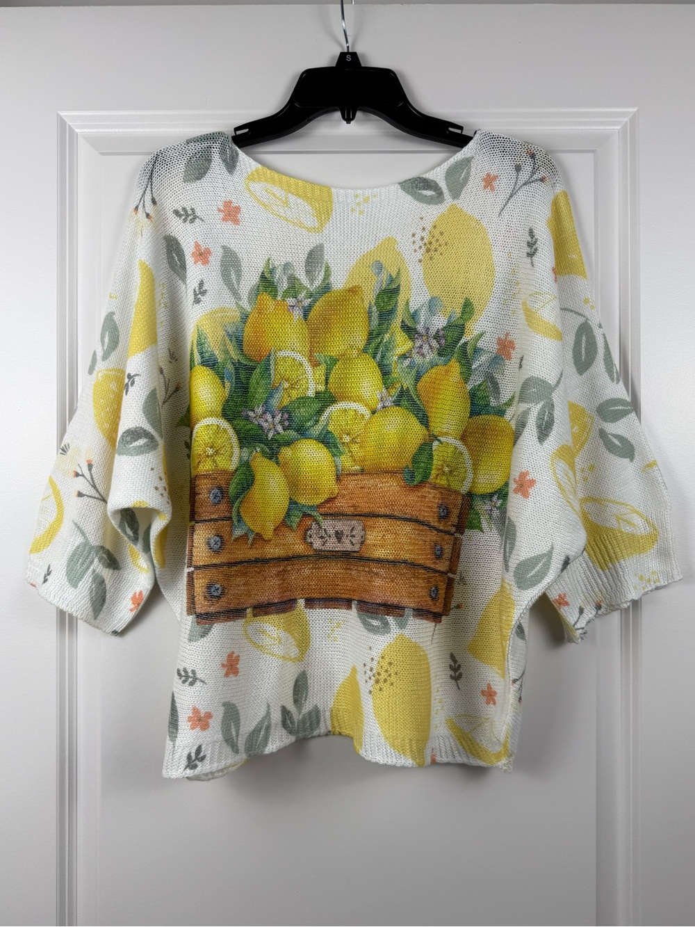 Lemon Basket Print Lightweight Sweater - Yellow & Green
